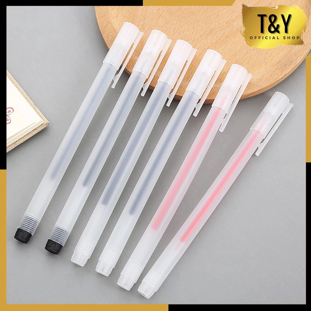 T&Y Pulpel Gel 0.5mm Pena Pulpen Bolpoin Tinta Gel Cair Pena Transparant Pen Gel Sekolah ATK Pulpen Hitam