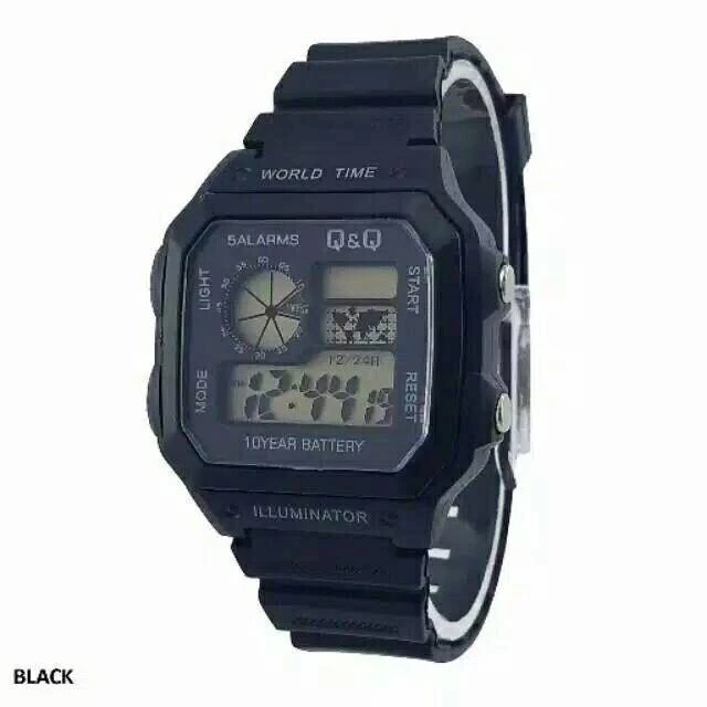 Jam Tangan Pria/Wanita Digital LED Sporty Q&Q Ori Model Kotak Strap Rubber Jam Tangan Cowo Cewe QQ Tali Karet Olahraga COD Jam Tangan Lari Workout Keren Murah Laki Laki Perempuan Jam Banjarbaru Banjarmasin Martapura Makassar Balikpapan JT24
