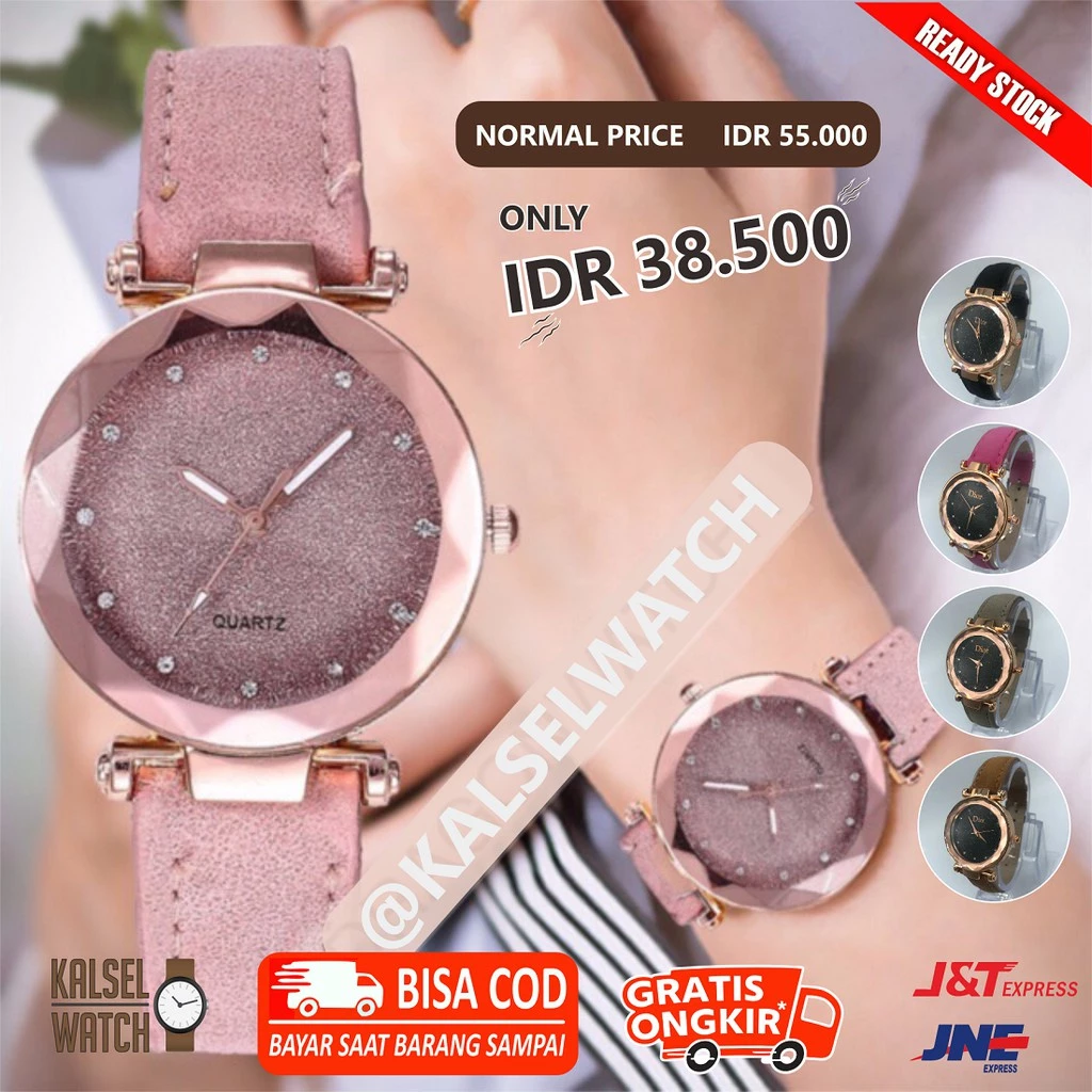 Jam Tangan Kulit Wanita Kecil Murah Bisa COD FREE BOX Keren Terbaru Cewek Perempuan Banjarbaru Banjarmasin Martapura JT6