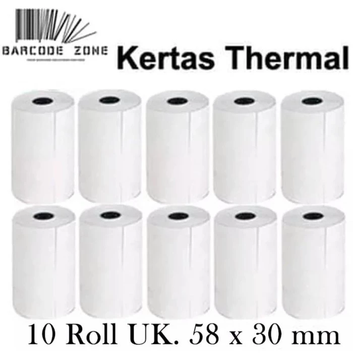 KERTAS STRUK THERMAL 58x30mm - EDC / Kertas Printer Bluetooth Isi 10 - SEPACK - CORELESS