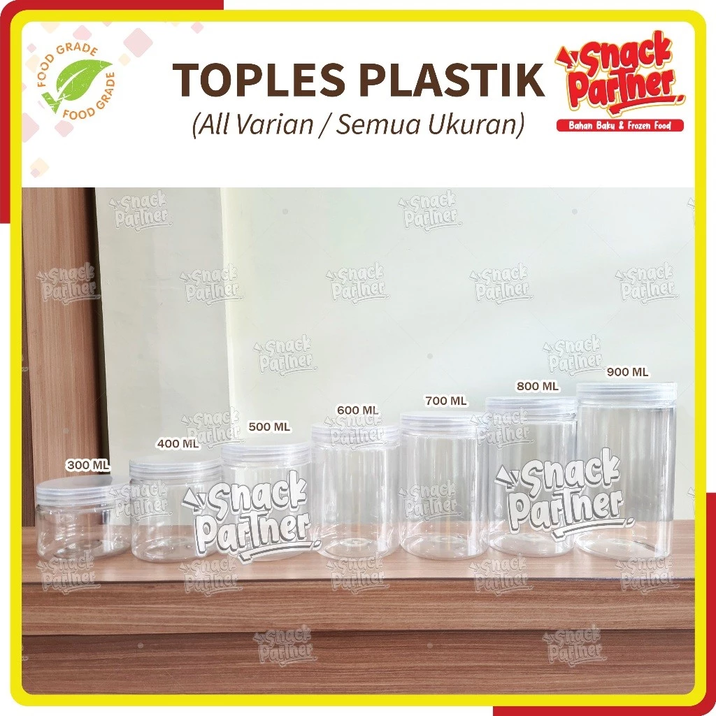 SEMUA UKURAN TOPLES TABUNG - Toples Bening Transparan Plastik 300 400 500 600 700 800 900 1000 ML 1 L - Tempat Kue Kering Nastar Cookies Banjarmasin