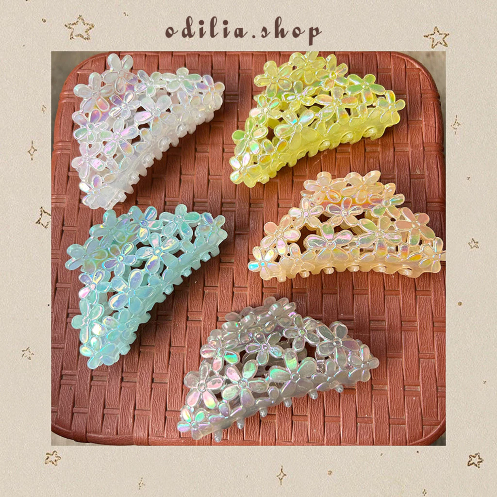Jepitan Rambut Flower Hologram Aesthetic Aksesoris Fashion Wanita Jepit Hairclaw Jedai Bunga Hairclip Bjb Banjar Banjarbaru Odilia.Shop