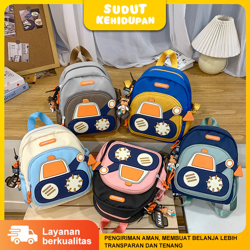 Tas Sekolah Anak TK/PAUD Mobil Karakter Tas Punggung Anak Laki-laki Lucu Tas Ransel Bernapas