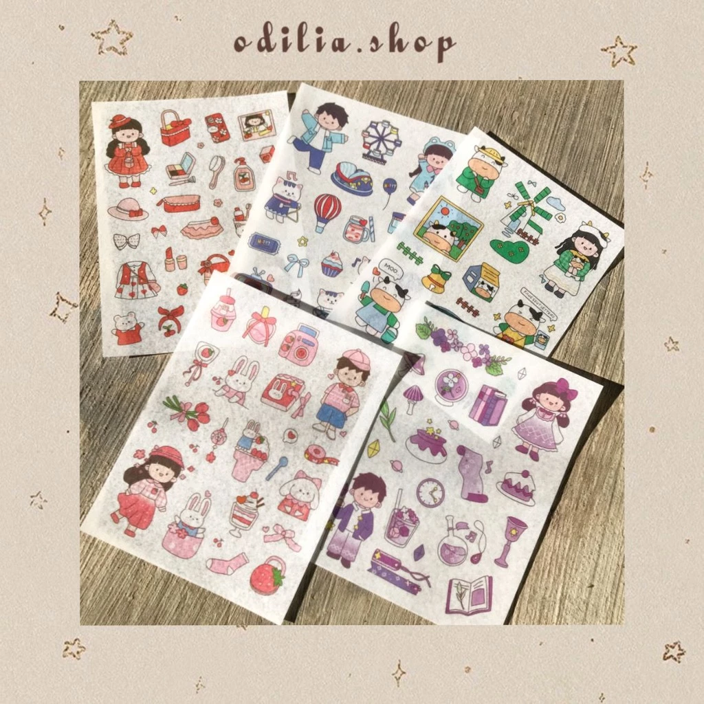 Stiker 1 lembar Aesthetic Random Warna Karakter Chibi Cute Girl Boy Kawaii Sticker Korea Lucu Tumblr Rabbit Cow Aksesoris Atk Banjar Decor Decoration Bullet Journal Bujo Diary Planner Asesoris Jurnal Stationery Murah Bjb Banjarbaru Odilia.Shop
