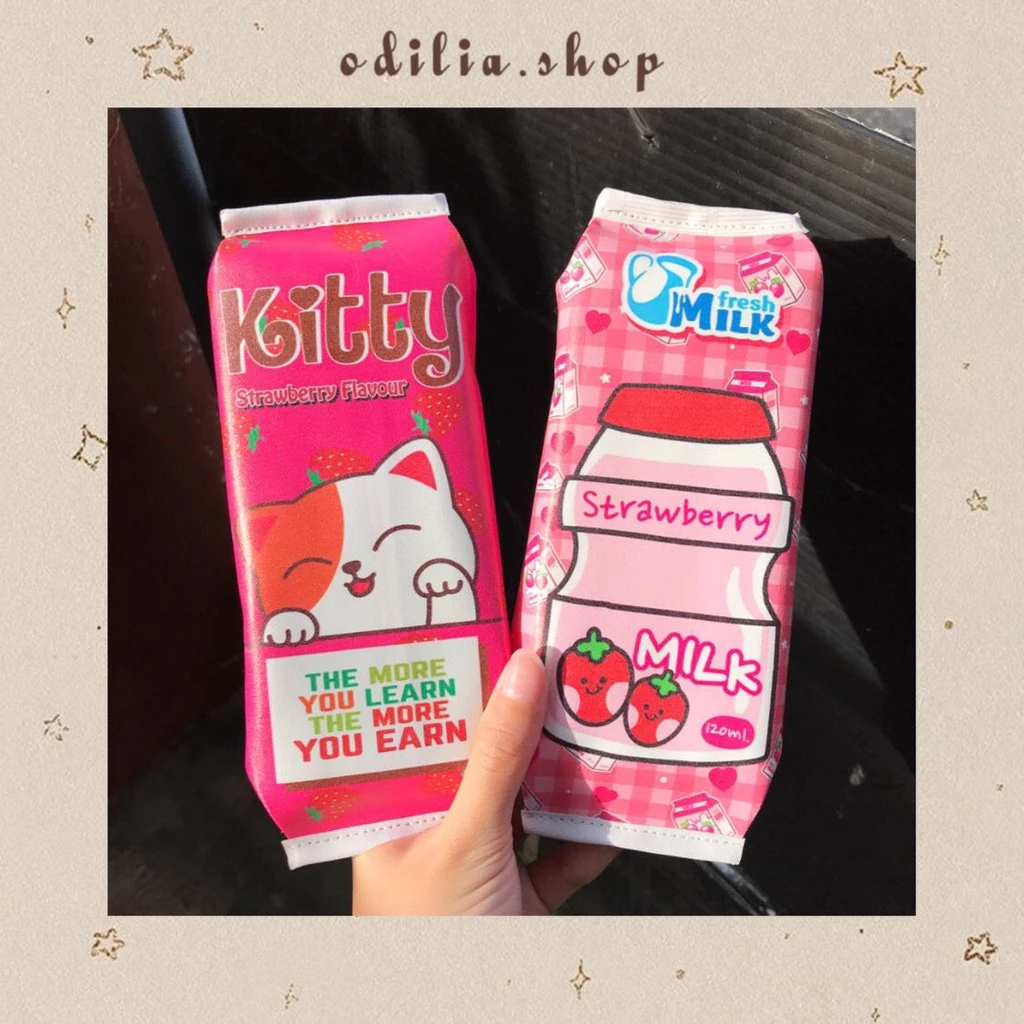 GRATIS PULPEN Kotak Pensil Kitty Cat Strawberry Milk Pink Aesthetic Kawaii Pencil Case Cute Tempat Pensil Murah Alat Tulis Sekolah Kantor Penyimpanan Peralatan Stationery Korea Bujo Aksesoris Lucu Anak Kado Hadiah Atk Banjar Banjarbaru Bjb Odilia.Shop