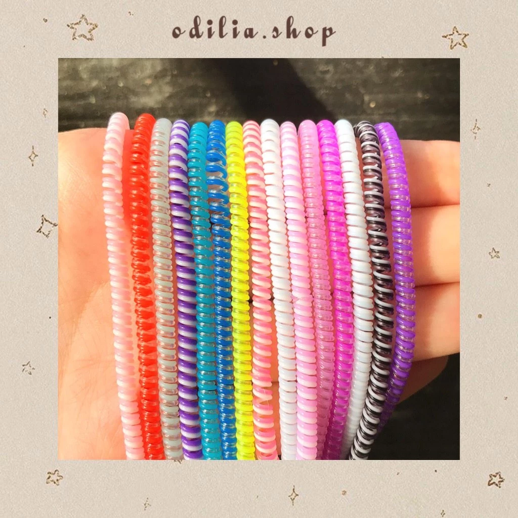 Kabel Pelindung 1 Meter 3 Warna Mix Saver Cable Protector Spiral Cord Color Tone Pastel Aesthetic Pelilit Charger Data Headset Lilitan Gulung Solid Plastic Material Asesoris Korea Hp Bjb Banjar Banjarbaru OdiliaShop