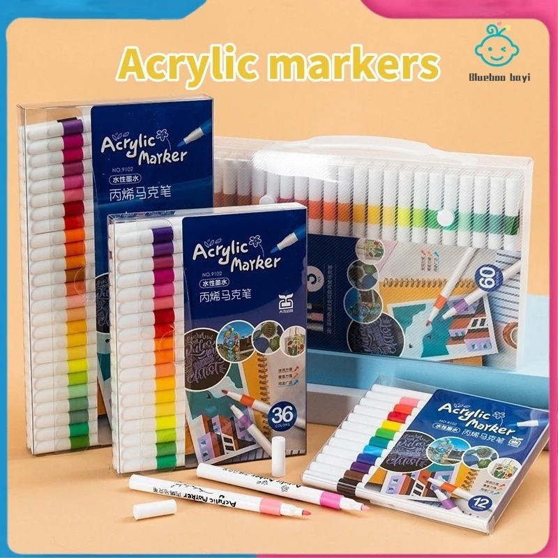 [COD]Blueboo Acrylic Marker Set Spidol Akrilik DIY Painting Spidol Pastel Pulpen Highlight Drawing Warna