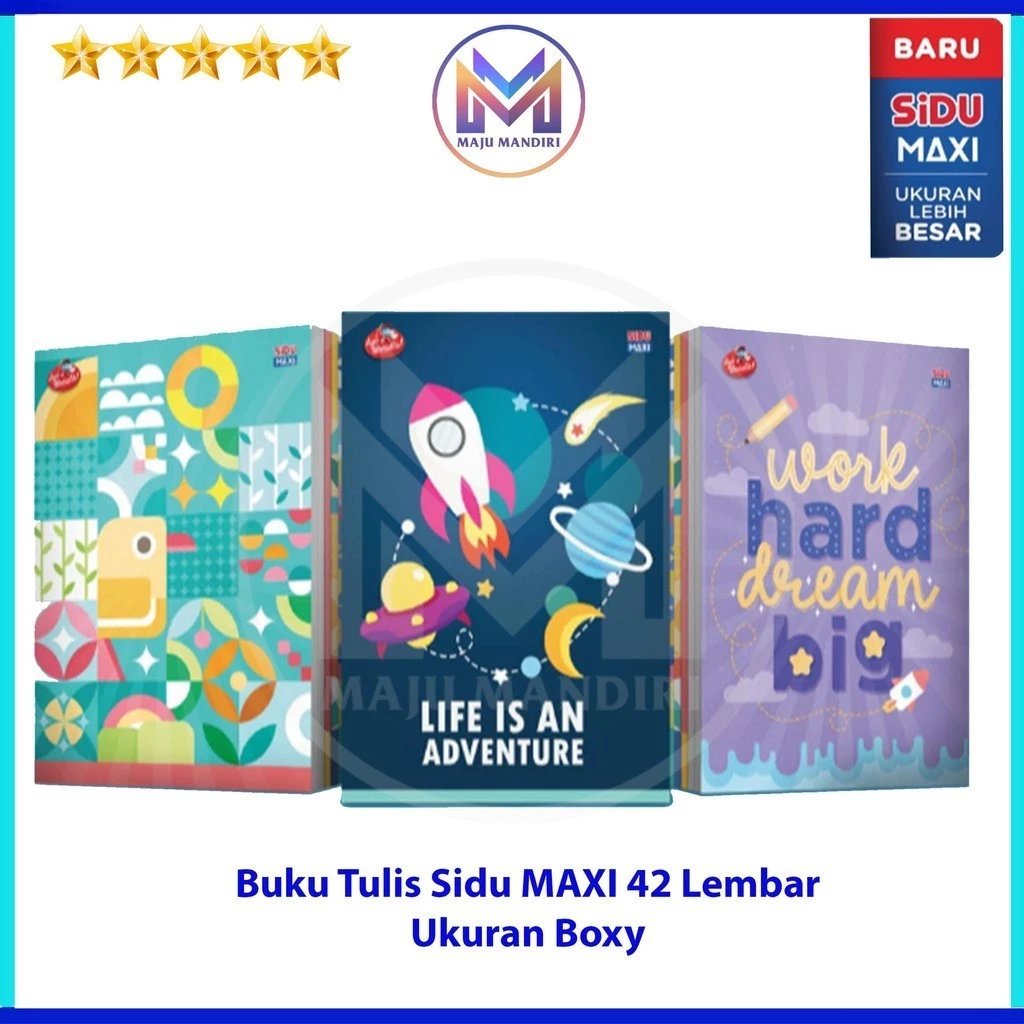 Buku Tulis Sidu Maxi 42 Lembar / Boxy Besar 1 Pack Isi 5 Buku