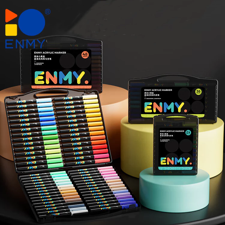 ENMY Black Box Spidol Acrylic Marker 80 Warna untuk Kanvas Kayu Kaca Kertas Batu DIY