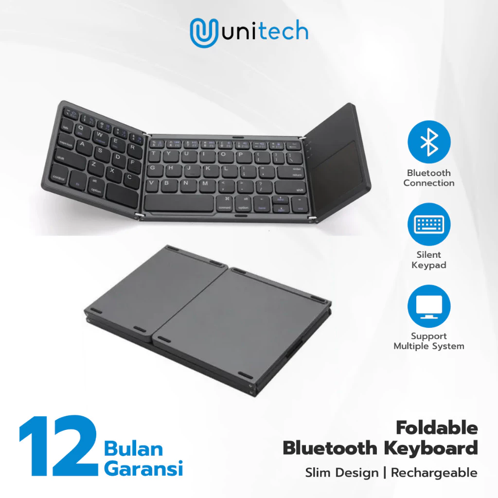 Keyboard Lipat Bluetooth Wireless Magnetic + Touchpad - Windows & IOS | B033 | Unitech