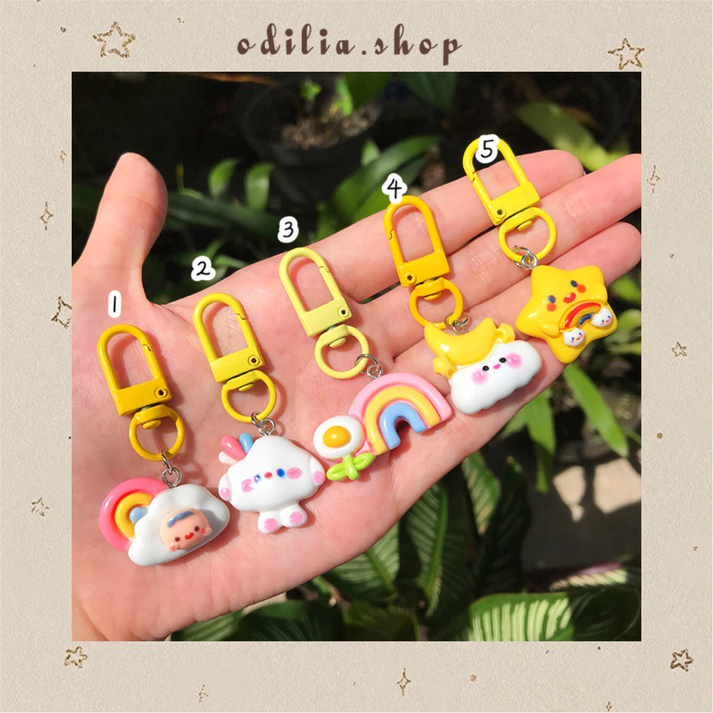 Gantungan Kunci Karakter Timbul Mini Sky Yellow Aesthetic Ganci Cloud Star Rainbow Lucu Aksesoris Keychain Korea Keyring Anak Atk Bjb Banjar Banjarbaru Odilia.Shop