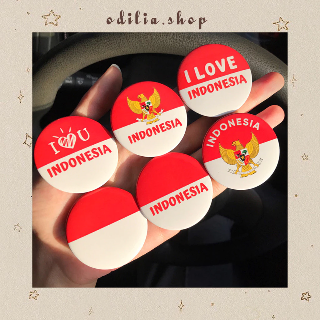 Gantungan Kunci dan Peniti Bulat Bendera Merah Putih Ganci Pin Kemerdekaan 17 Agustus HUT RI Glossy Keychain Souvenir Keyring Anak Bjb Banjar Banjarbaru Odilia.Shop