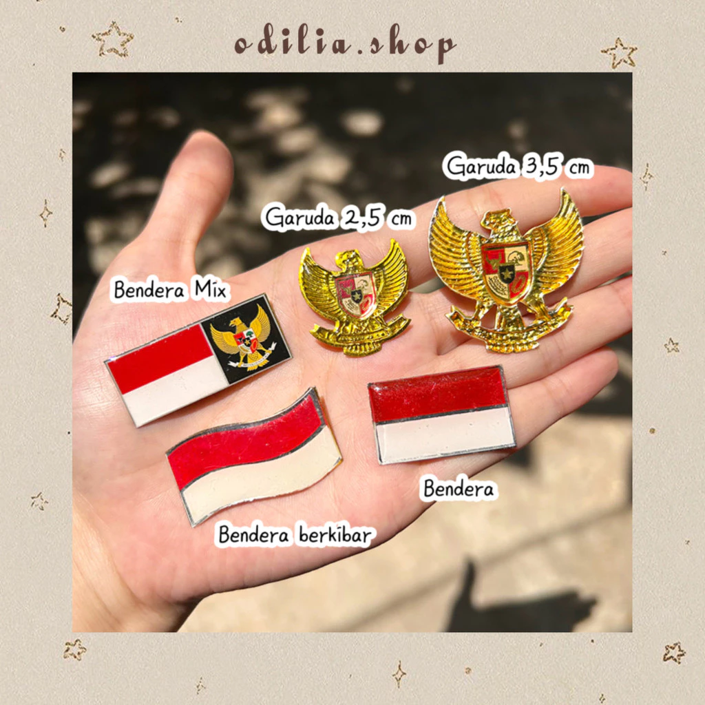Peniti Mini Garuda dan Bendera Merah Putih Pin Bross Kemerdekaan 17 Agustus HUT RI Glossy Bros Anak Bjb Banjar Banjarbaru Odilia.Shop