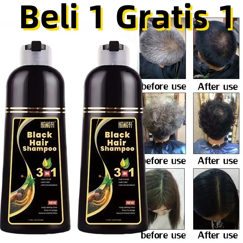 Shampo Penghitam Rambut Black Hair Shampoo Uban Menjadi Hitam Permanen Sampo Penghilang Uban Shampoo Uban Menjadi Hitam Black Herbal Natural Polygonum Multiflorum Hair Blackening / Vitamin Rambut - 500 ml