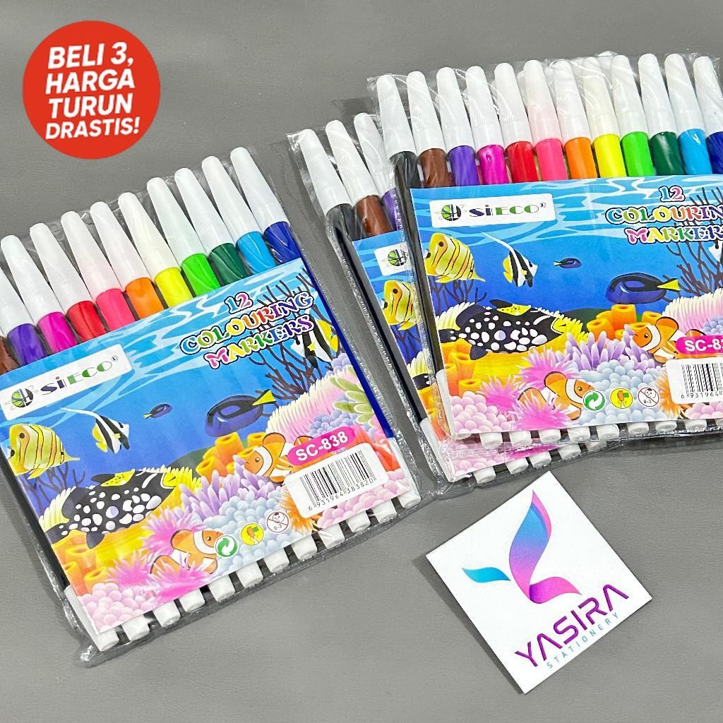 SATU SET 12 WARNA Spidol Set Murah 838 12 warna