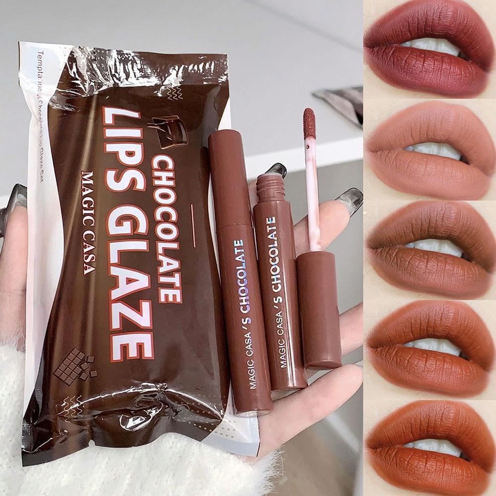 5PCS Lipstik Matte Cokelat