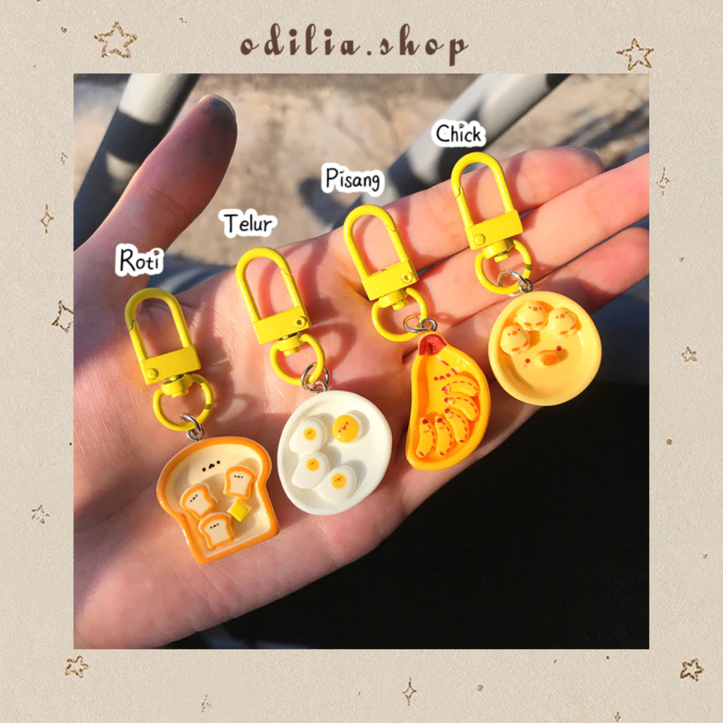 Gantungan Kunci Timbul Mini Piring Roti Telur Pisang Chick Aesthetic Ganci Bread Egg Banana Ayam Lucu Aksesoris Keychain Cute Korea Keyring Asesoris Anak Hiasan Tas Bjb Banjar Banjarbaru Odilia.Shop