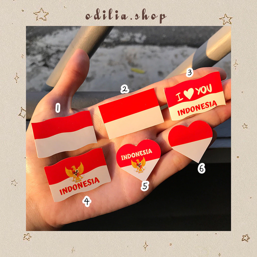 Stiker Pipi Bendera Merah Putih Kemerdekaan 17 Agustus HUT RI Aksesoris Sticker Love Anak Atk Bjb Banjar Banjarbaru Odilia.Shop