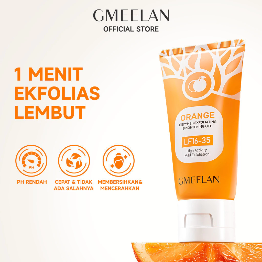 [BPOM] GMEELAN Orange Exfoliating Brightening Gel 50g Mengangkat Sel Mati Mencerahkan Wajah Eksfoliasi 1Menit 100% ORI