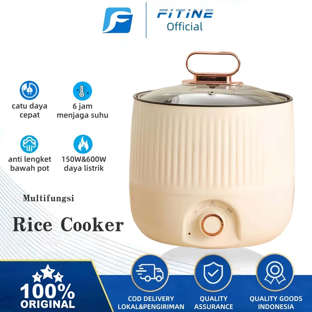 FITINE - Rice Cooker Mini 1.8L Panci Keramik Serbaguna Magic Com Mini Slow Cooker Penanak Penanak nasi isolasi suhu berkelanjutan yang multifungsi