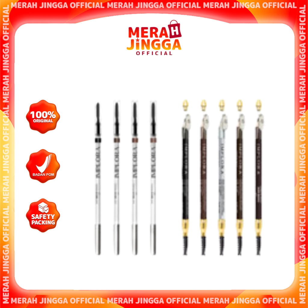 IMPLORA Eye Brow Pencil 2 IN 1 ( PENSIL + SERUTAN + SIKAT ) | Merah Jingga Official