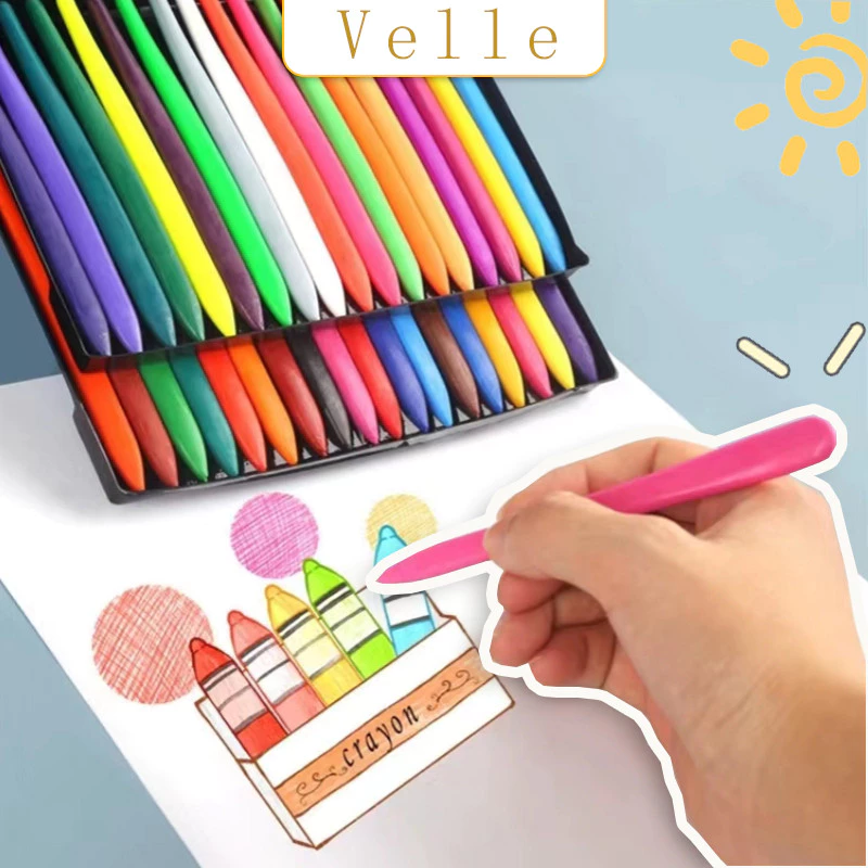 VELLE CRAYON MEWARNAI 6/12/24Warna/ CRAYON ANTI AIR/ CRAYON ANTI KOTOR/ PENSIL WARNA