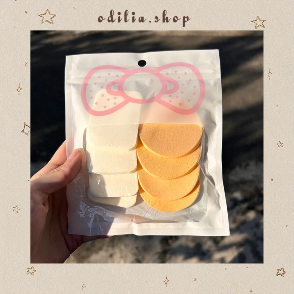 Set Spons Bedak isi 8 pcs Sponge Makeup Spon Puff Kotak Bulat Make Up Wanita Bjb Banjar Banjarbaru Odilia.Shop