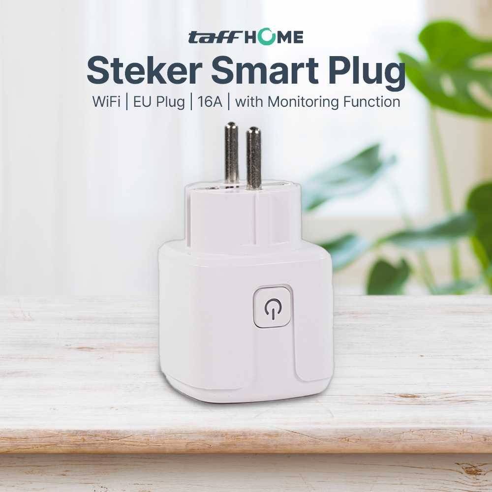 TaffHOME Smart Plug WiFi S21 – Steker Pintar 16A Tuya EU dengan Monitoring Daya & Kontrol Aplikasi