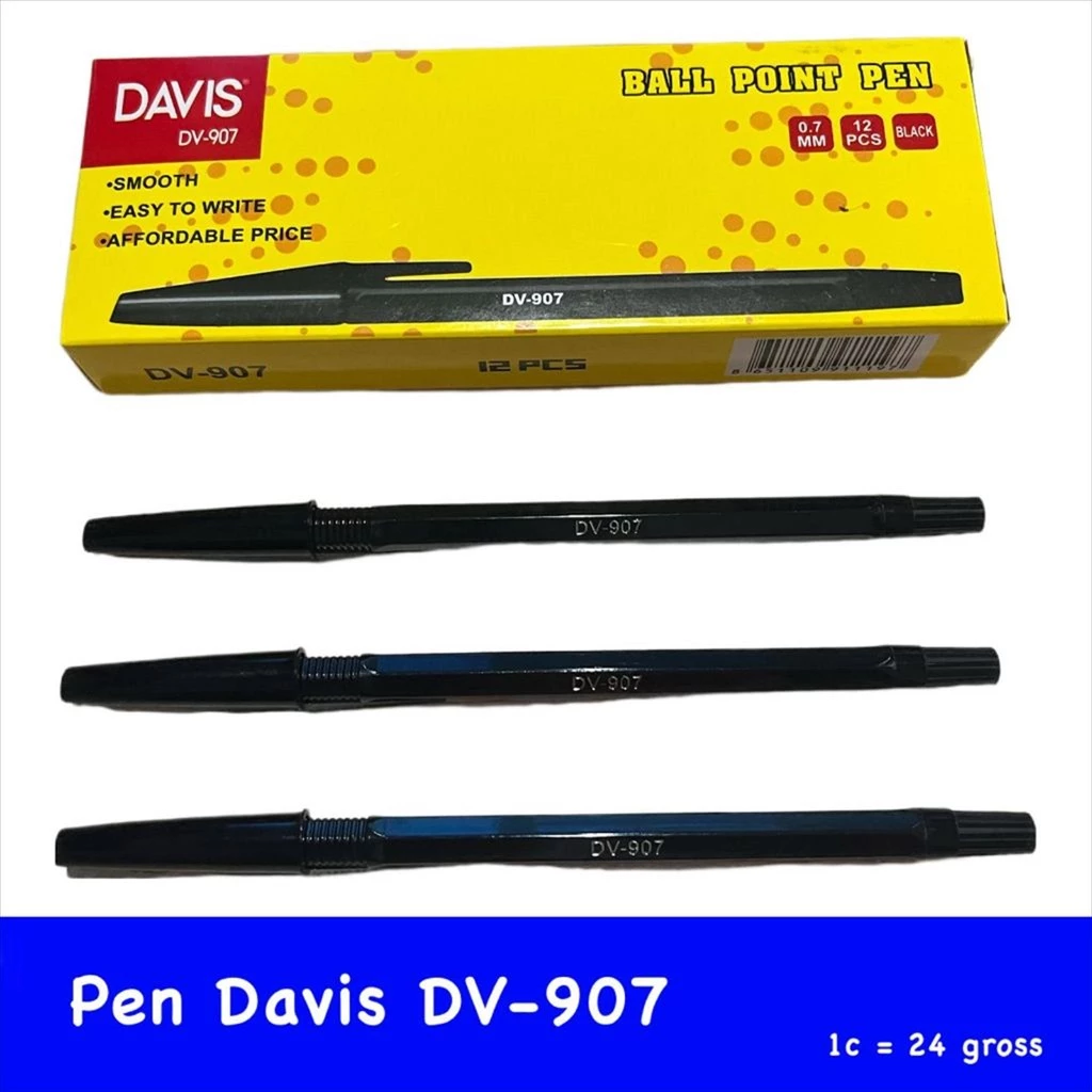 Ball Pen Hitam DV-907 Davis Isi 12 Pcs