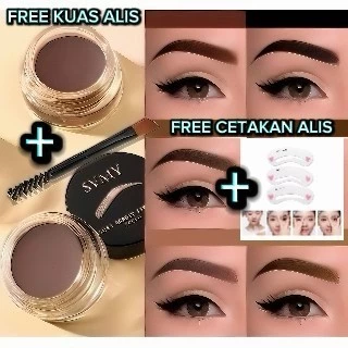 (( FBREE CETAKAN DAN KUAS ALIS)) Eyebrow Cream Waterproof Long Lasting Gel Alis Mata FB