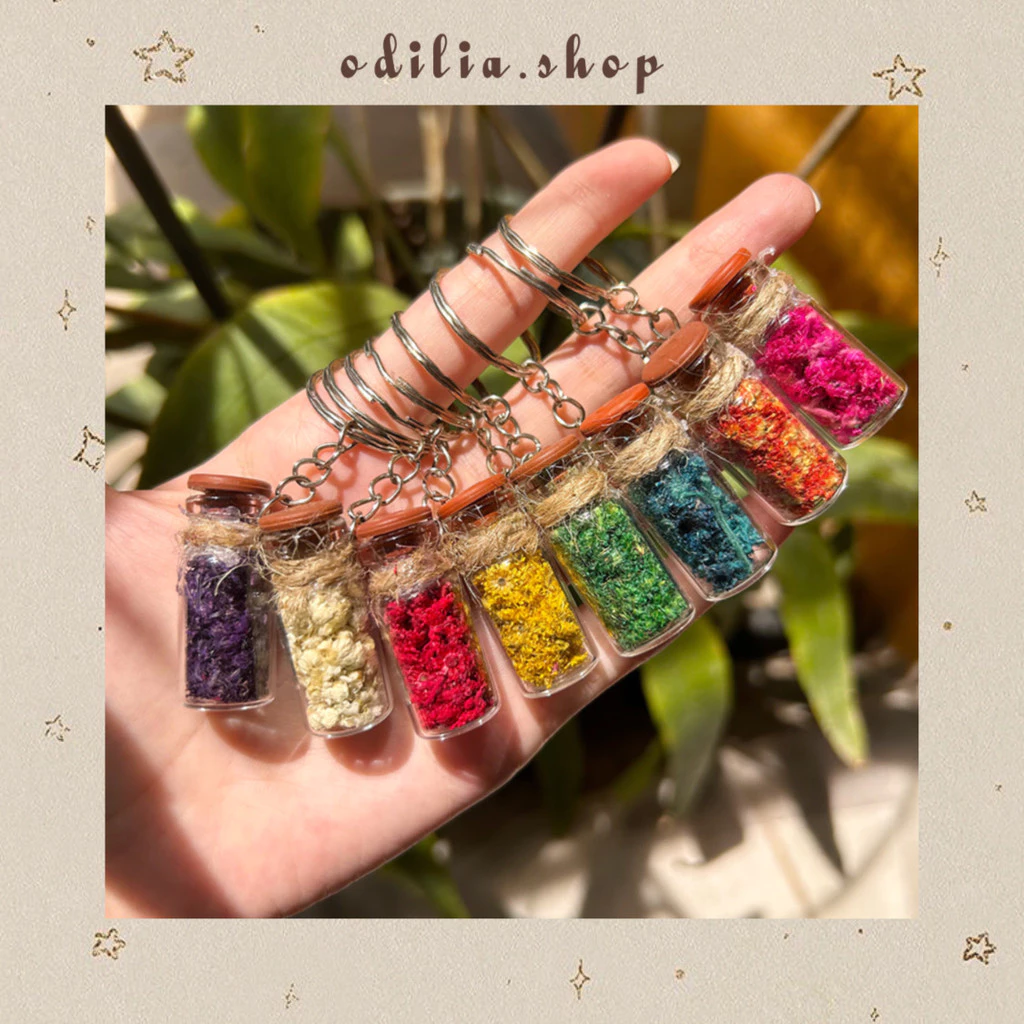 Gantungan Kunci Mini Botol Bunga Kering Edelweis Ganci Dry Flower Bottle Aksesoris Keychain Lucu Anak Keyring Tas Stationery Atk Kado Korea Banjarbaru Banjar Bjb Odilia.Shop