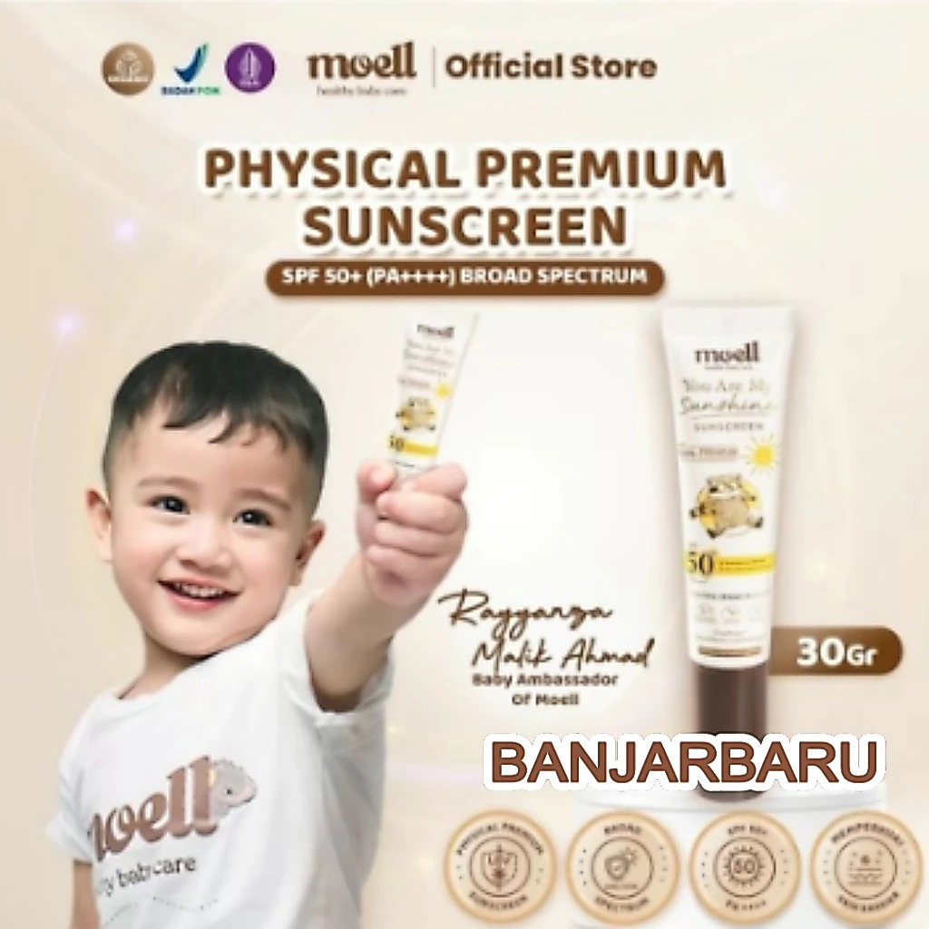 Moell Physical Sunscreen Anak & Bayi - Extra Water Resistant –Sunscreen Banjarmasin Banjarbaru