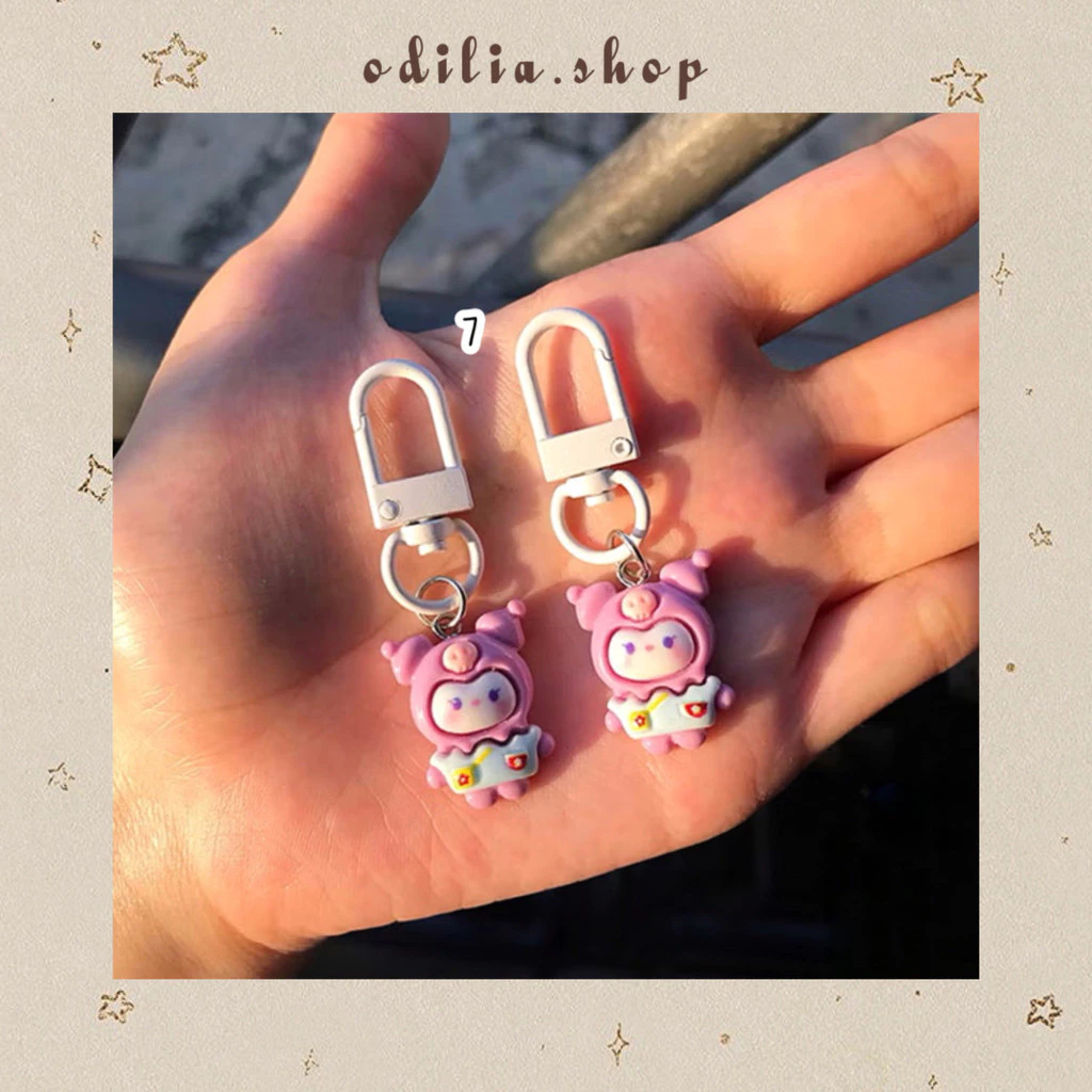 Gantungan Kunci Timbul Mini Sanrioo Kuromi Uniform RING Aesthetic Ganci Kartun Lucu Aksesoris Keychain Korea Keyring Anak Bjb Banjar Banjarbaru Odilia.Shop