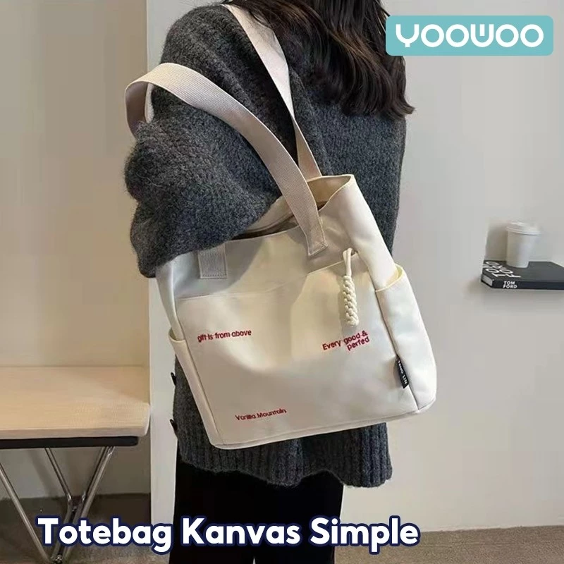 YooWoo Tas Wanita Kanvas Aesthetic Tote Bag