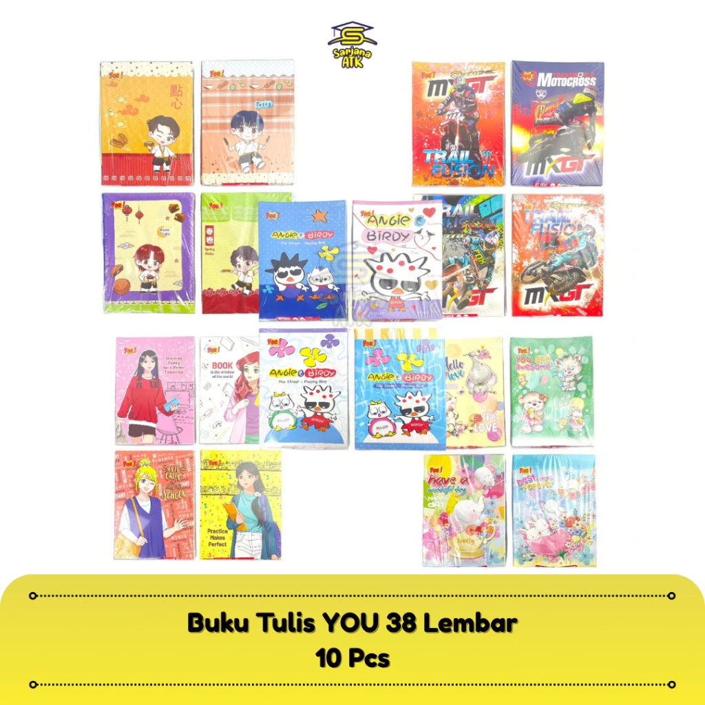 (Harga Per Pak isi 10) Buku Tulis 38 Lembar YOU by Kiky