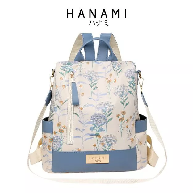 HANAMI Tas Ransel Simple Terbaru Elegent Kuliah Sekolah Mayumi Biru Premium Wanita TA1171B2 Backpack