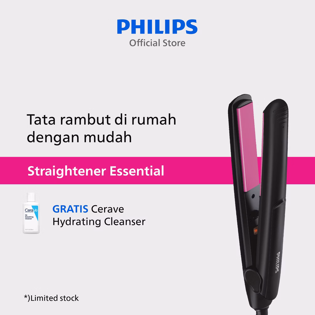 Philips | Straightener StraightCare Essential | Catokan Rambut Lurus dengan Perlidungan