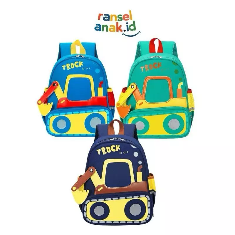 [RA.ID] ExcavaBag - Tas Ransel Anak Paud TK Anti Air Motif Excavator Pengait Dada / Tas Sekolah Laki-Laki Ransel Backpack Karakter RA.ID