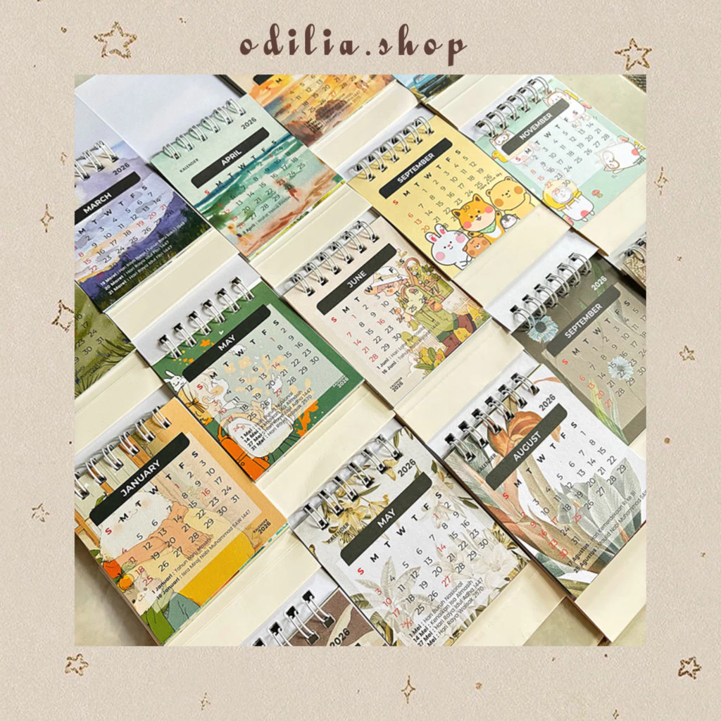 Kalender Meja Mini Unyu 2026 Aesthetic 3 Motif Calender New Year Stationery Korea Sekolah Kantor Office Desk Decoration Hiasan Meja Kerja Anak Atk Bjb Banjar Banjarbaru Odilia.Shop