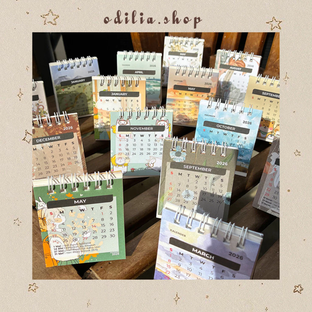 Kalender Meja Mini Unyu 2026 Aesthetic Calender New Year Stationery Korea Sekolah Kantor Office Desk Decoration Hiasan Meja Kerja Anak Atk Bjb Banjar Banjarbaru Odilia.Shop