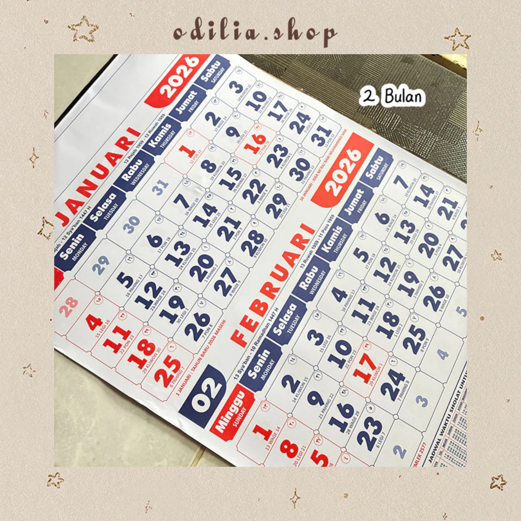 Kalender Dinding 2026 Polos 2 Bulanan Simple Calender New Year Aksesoris Stationery Korea Sekolah Kantor Office Desk Decoration Hiasan Meja Kerja Pria Wanita Atk Bjb Banjar Banjarbaru Odilia.Shop