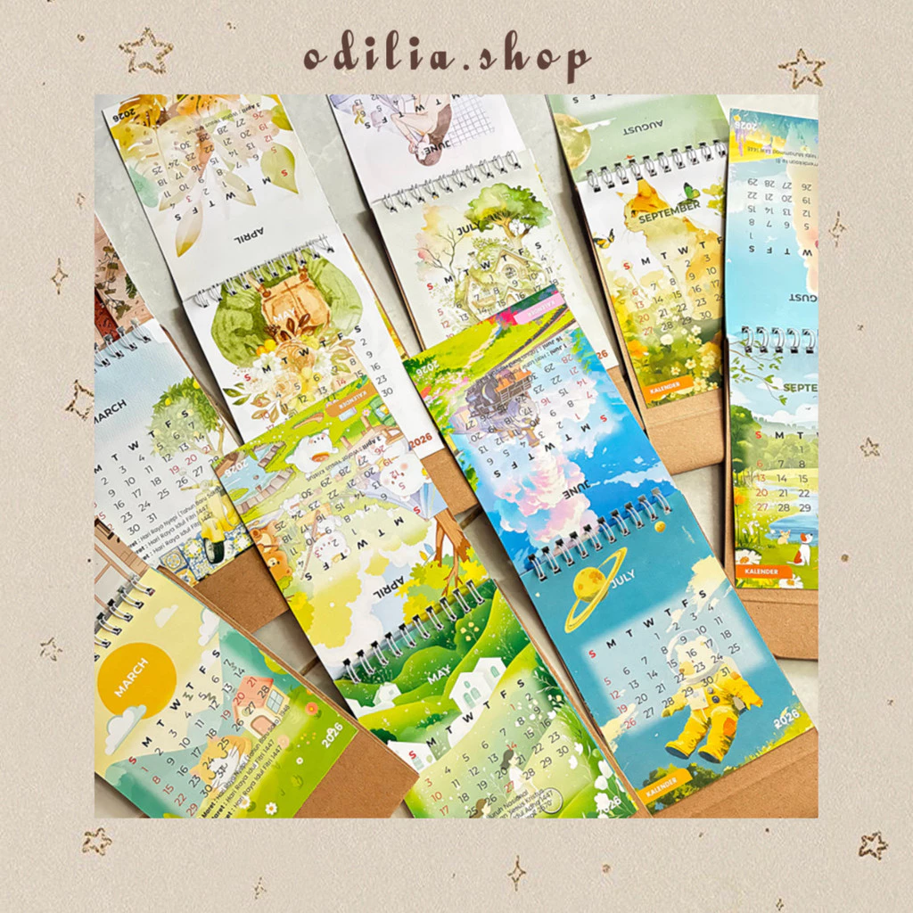 Kalender Meja Sedang 2026 Aesthetic 2 Motif Calender New Year Aksesoris Stationery Korea Sekolah Kantor Office Desk Decoration Lucu Hiasan Meja Wanita Anak Atk Banjar Bjb Banjarbaru Odilia.Shop