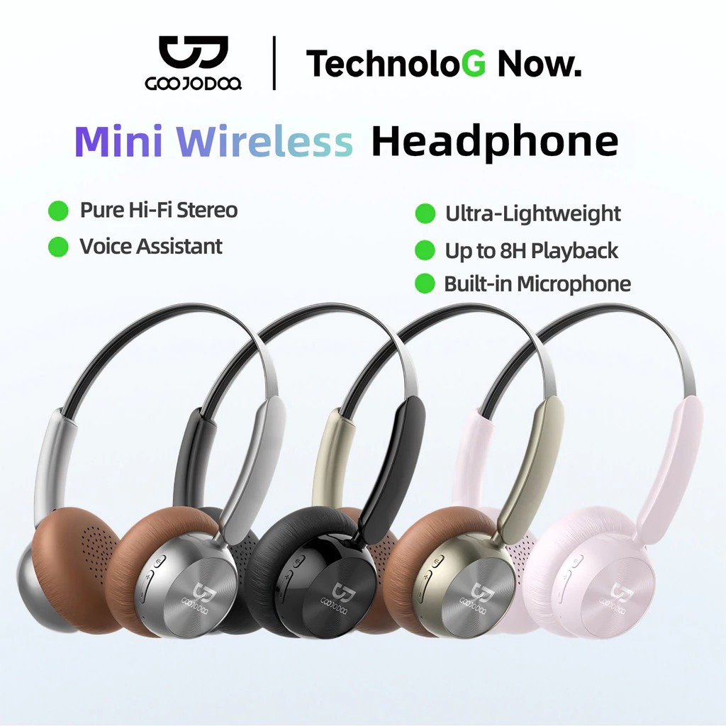 GOOJODOQ J238 Headphones Wireless Bluetooth 5.3 Voice Assistant Adjustable Headband Lightweight & Compact