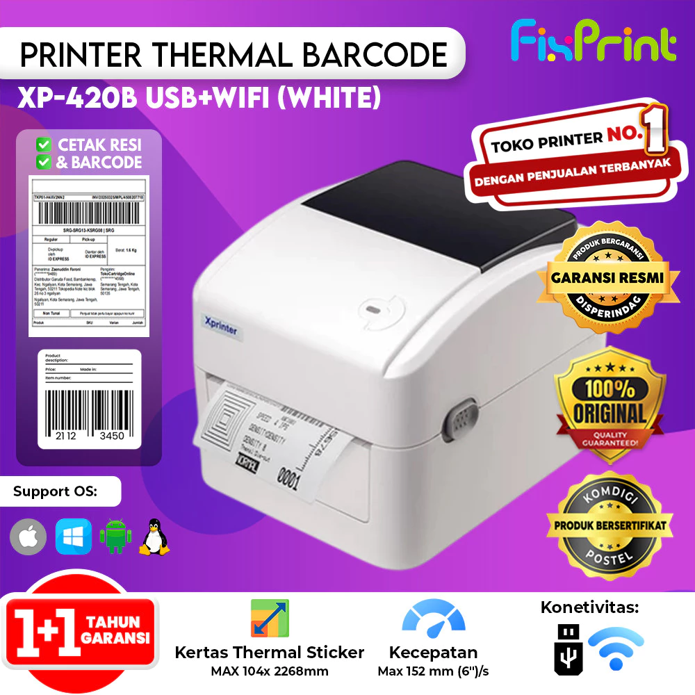 55. Printer Resi Xprinter Barcode Printer Thermal XP-420B