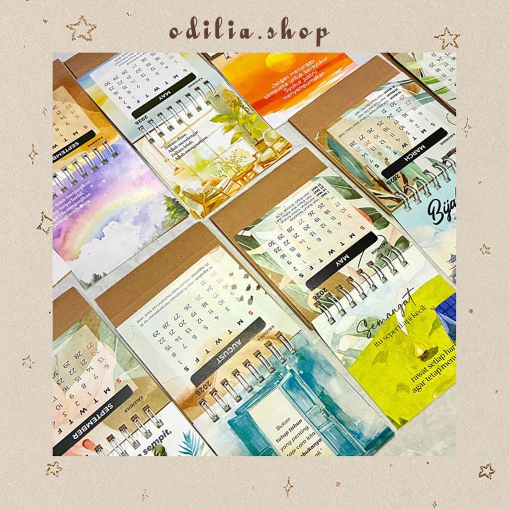 Kalender Meja Mini 2026 Motivasi Life Islami 2 Motif Quotes Aesthetic Calender New Year Stationery Korea Sekolah Kantor Office Desk Decoration Hiasan Meja Banjar Bjb Banjarbaru Odilia.Shop