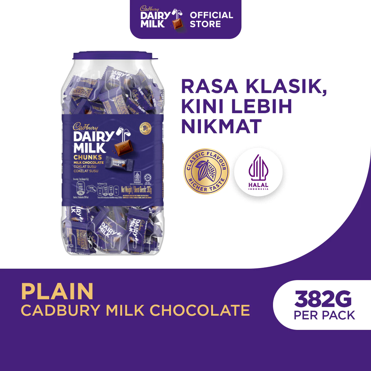 Cadbury Dairy Milk Chunks Toples 382g Cokelat Susu